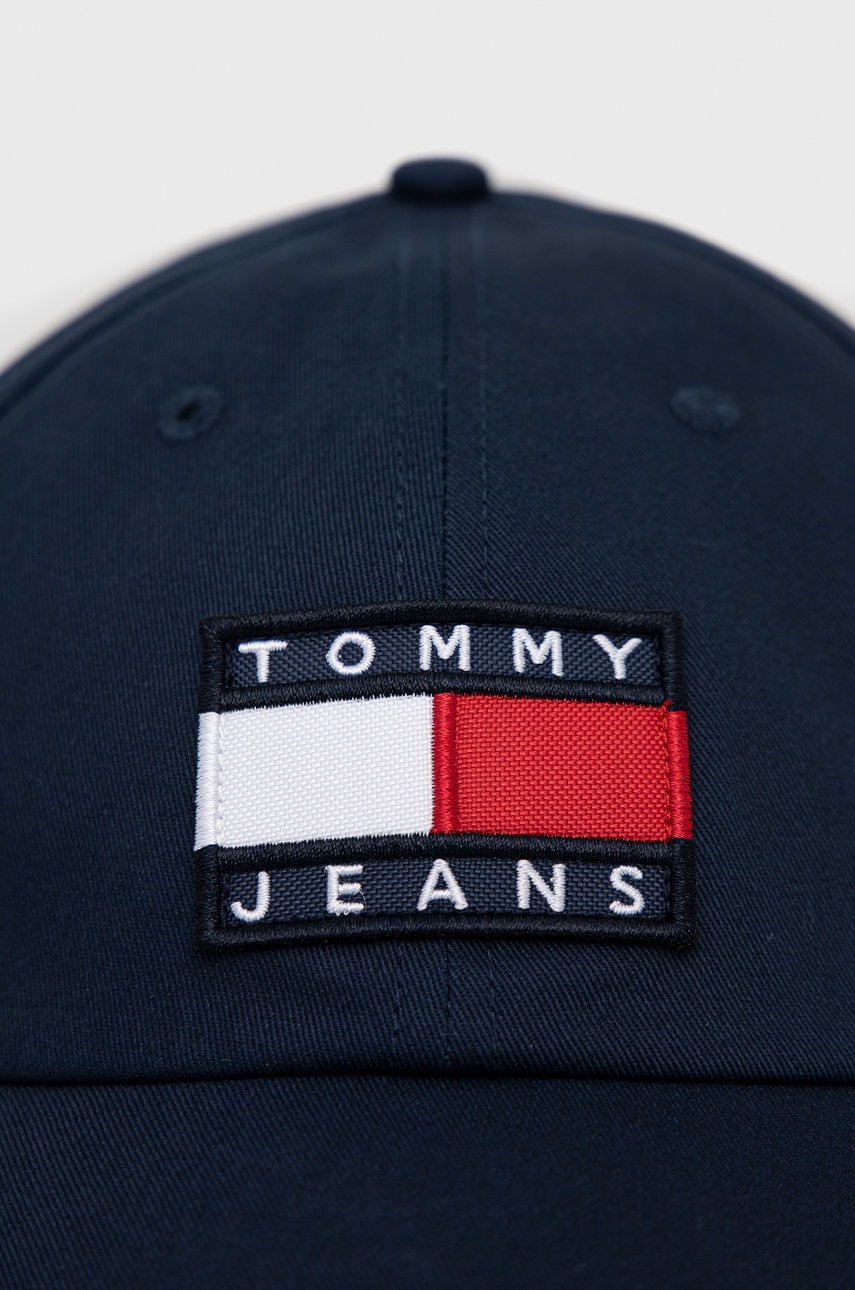 

Бавовняна кепка Tommy Jeans колір синій з аплікацією