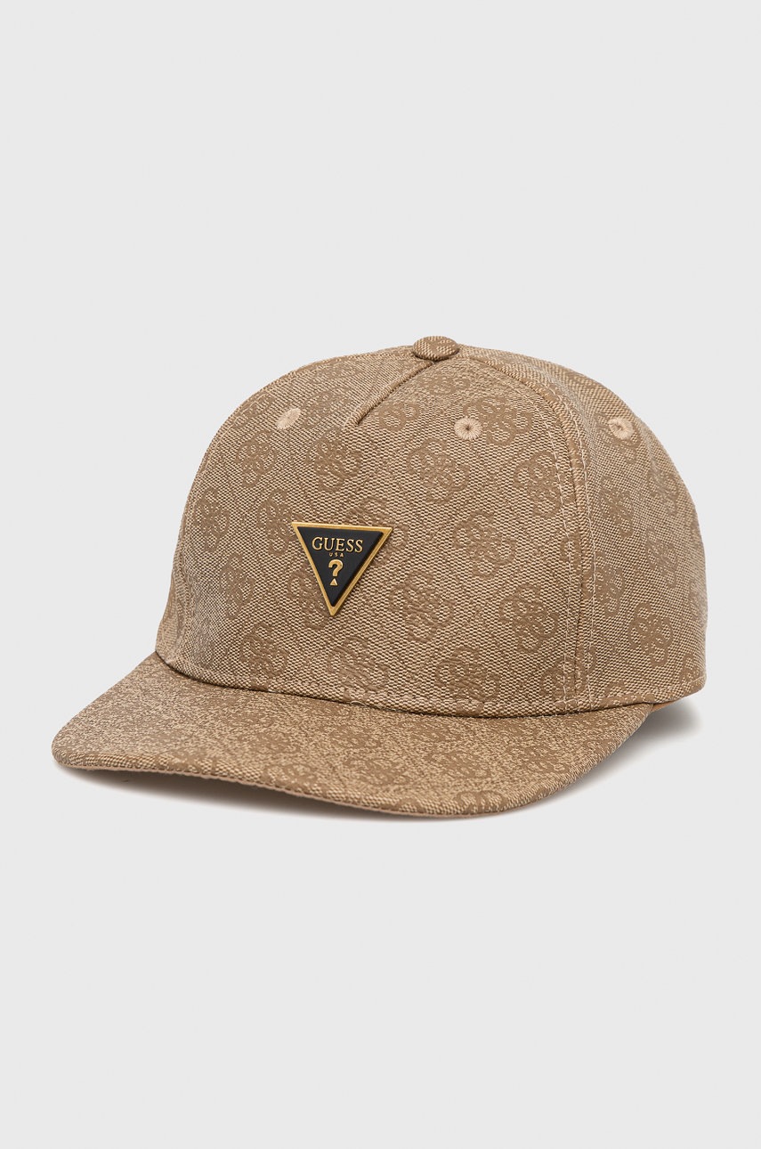 

Шапка Guess в бежово с десен, Бежов