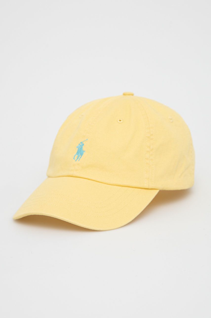 Levně Bavlněná čepice Polo Ralph Lauren žlutá barva, hladká