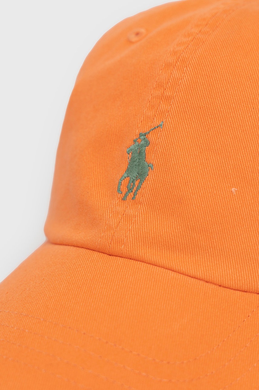 

Бавовняна кепка Polo Ralph Lauren колір помаранчевий гладка