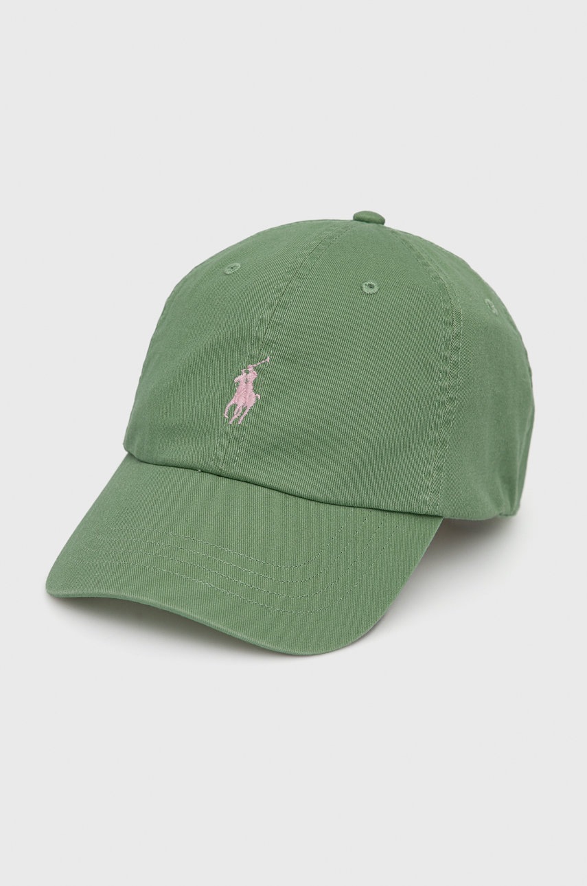 

Шапка Polo Ralph Lauren в зелено с изчистен дизайн, Зелен