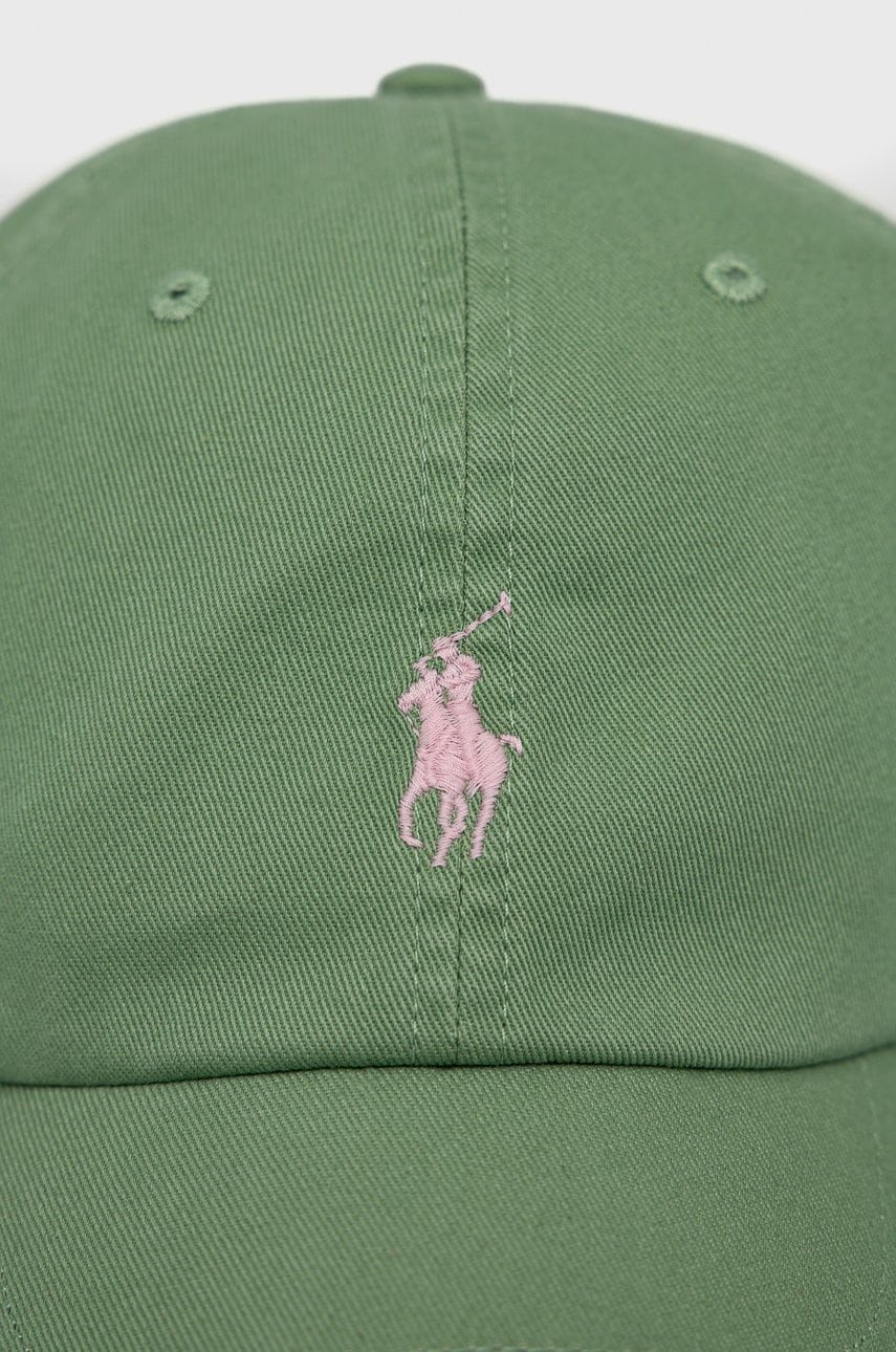

Кепка Polo Ralph Lauren колір зелений гладка