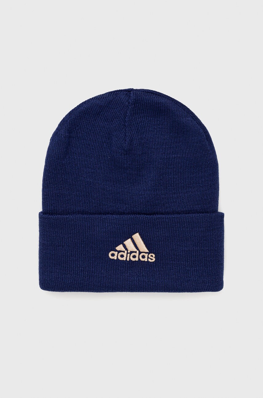 Adidas căciulă culoarea albastru marin, din tesatura neteda