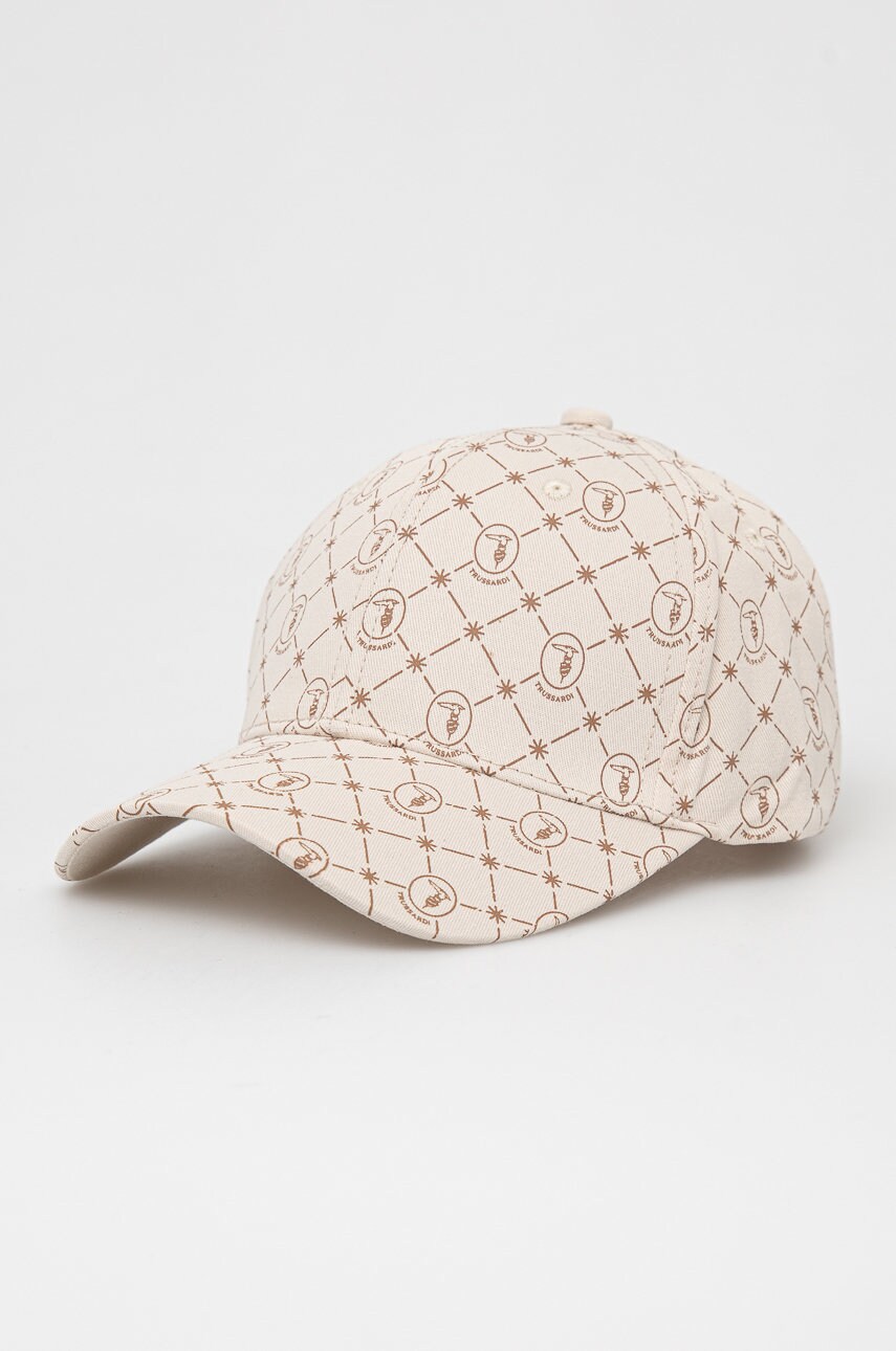 Trussardi șapcă din bumbac culoarea bej, modelator