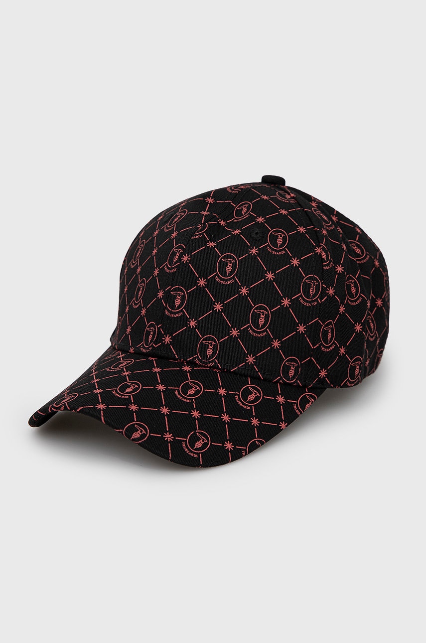 Trussardi șapcă din bumbac culoarea negru, modelator