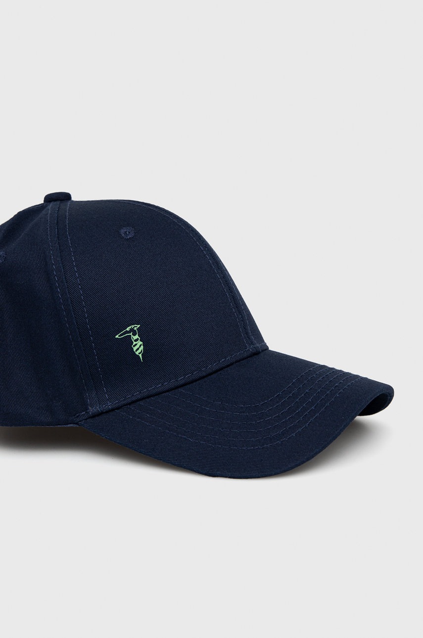 

Бавовняна кепка Trussardi колір синій гладка