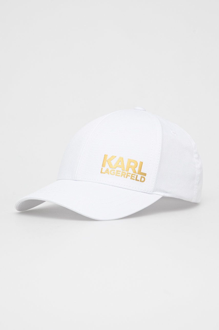 

Шапка Karl Lagerfeld в бяло с апликация, Бял