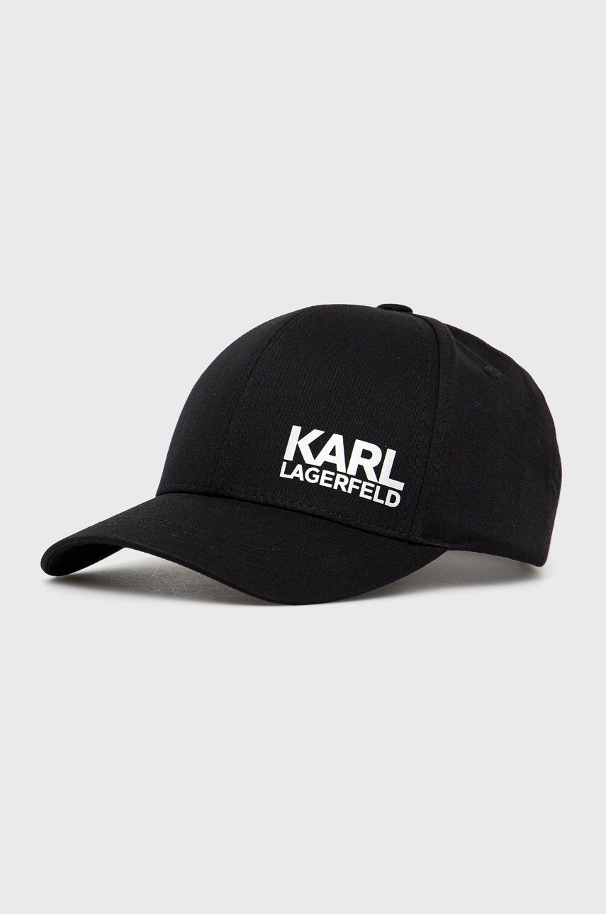 Karl Lagerfeld caciula culoarea negru, cu imprimeu ANSWEAR