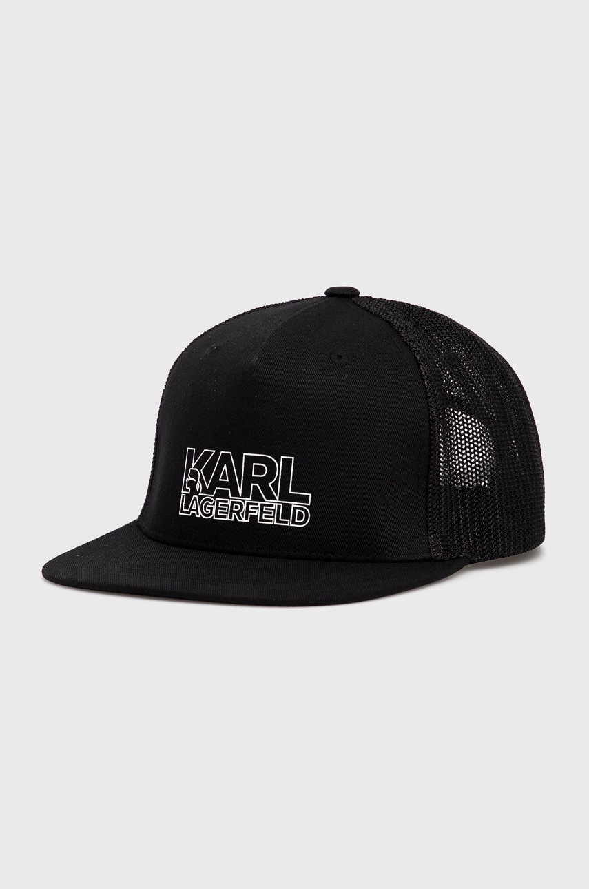 

Шапка Karl Lagerfeld в черно с принт, Черен