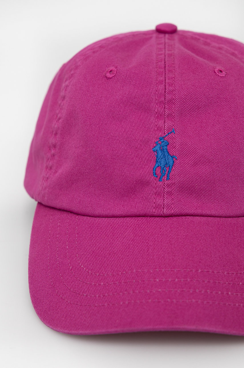 

Хлопковая кепка Polo Ralph Lauren цвет розовый с аппликацией