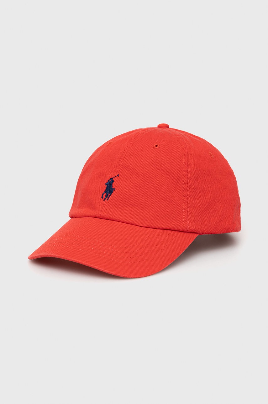

Бавовняна кепка Polo Ralph Lauren колір червоний з аплікацією