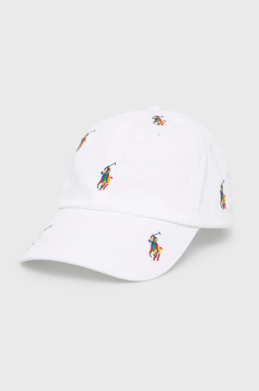 

Памучна шапка Polo Ralph Lauren в бяло с апликация, Бял
