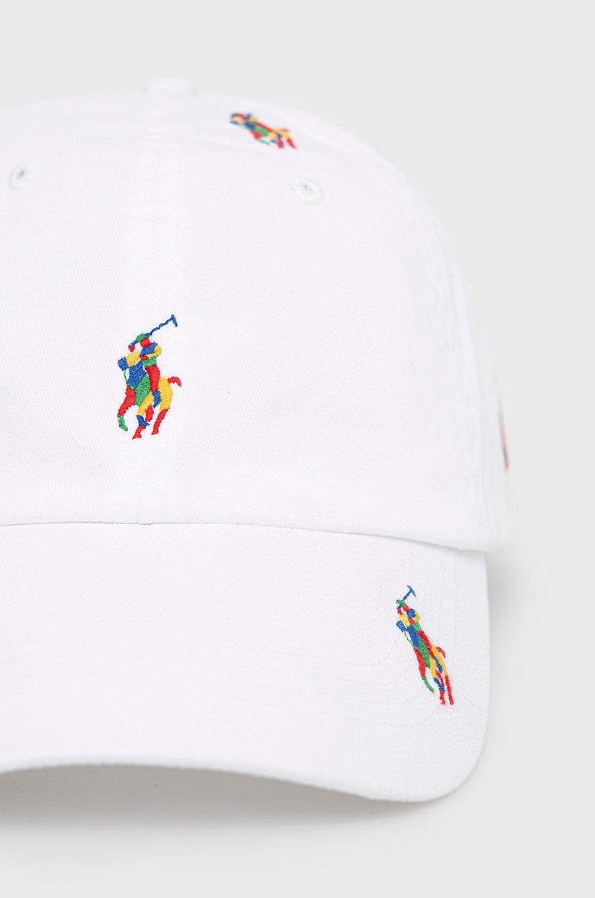 

Бавовняна кепка Polo Ralph Lauren колір білий з аплікацією