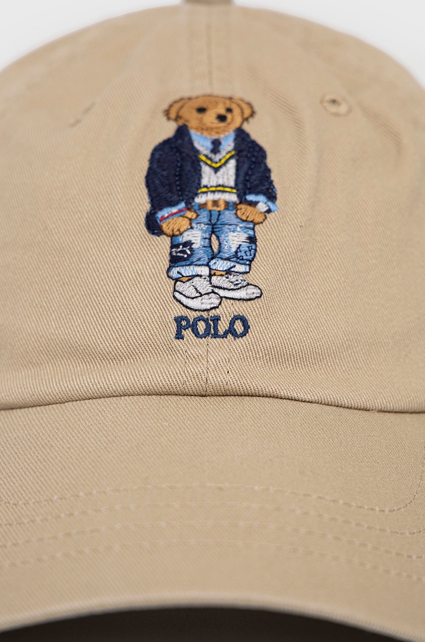 

Бавовняна кепка Polo Ralph Lauren колір бежевий з аплікацією