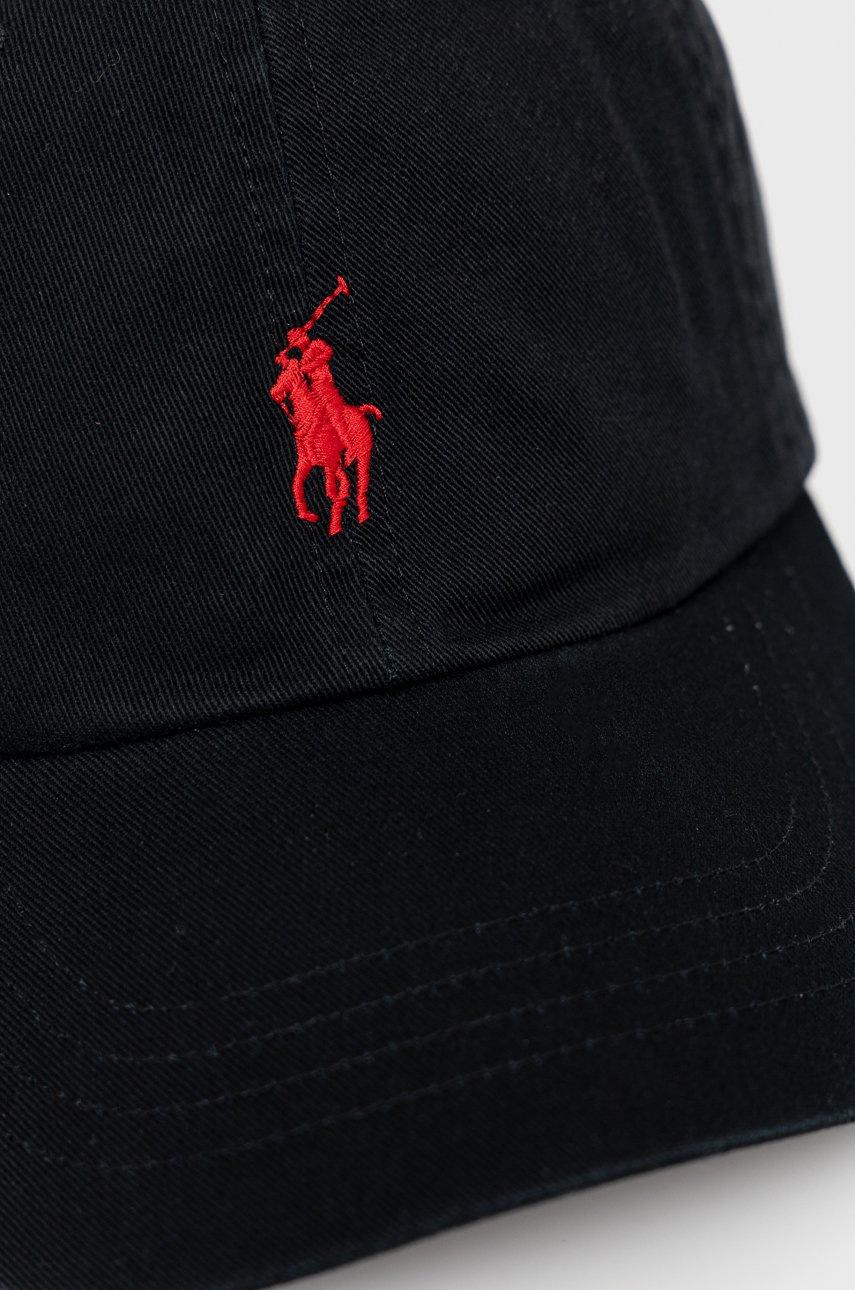 

Бавовняна кепка Polo Ralph Lauren колір чорний з аплікацією