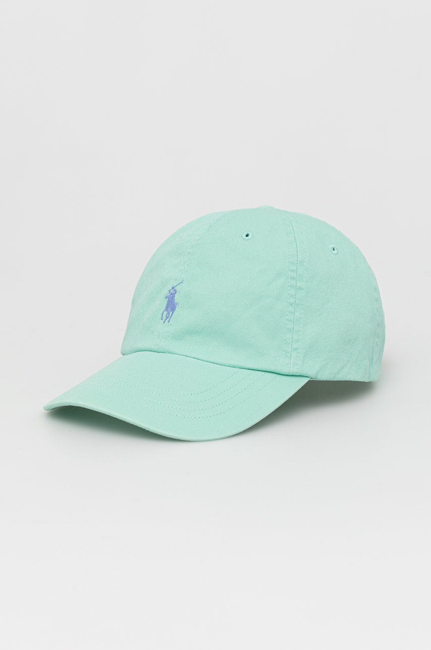 

Памучна шапка Polo Ralph Lauren в тюркоазено с апликация, Тюркоазен