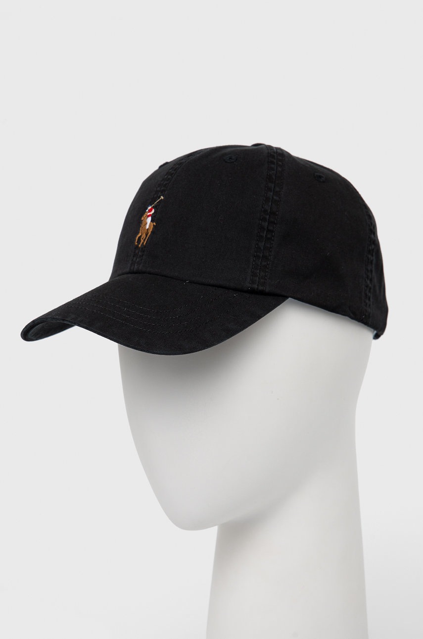 

Шапка Polo Ralph Lauren в черно с апликация, Черен