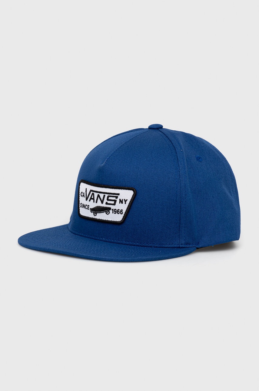 

Памучна шапка Vans с апликация, Син
