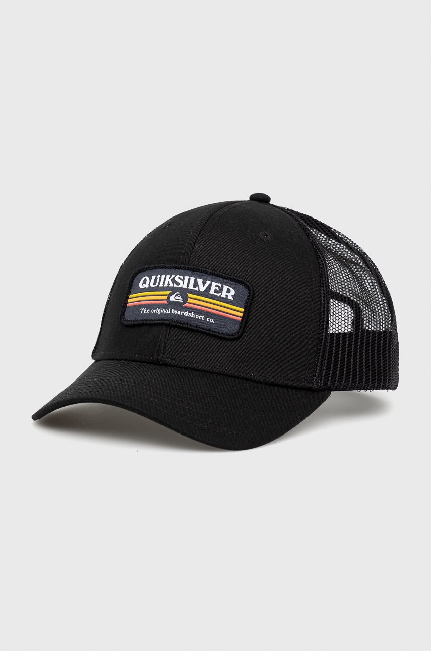 

Шапка Quiksilver в черно с апликация, Черен