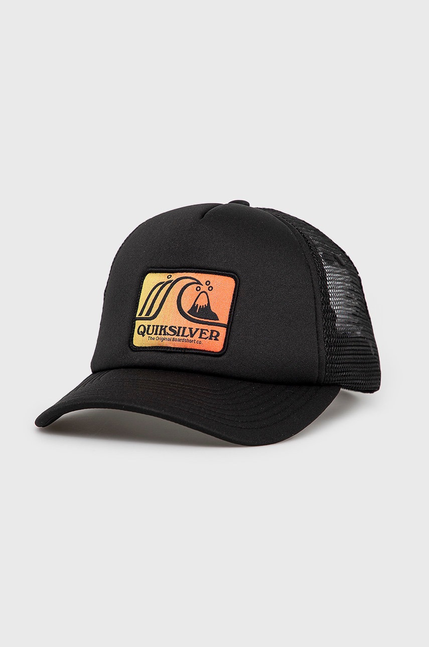 

Шапка Quiksilver в черно с апликация, Черен