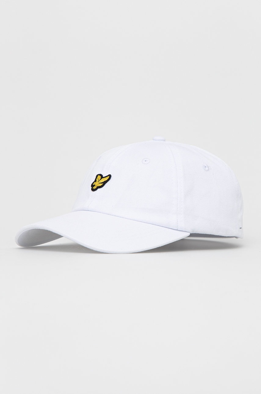 

Памучна шапка Lyle & Scott в бяло с изчистен дизайн, Бял