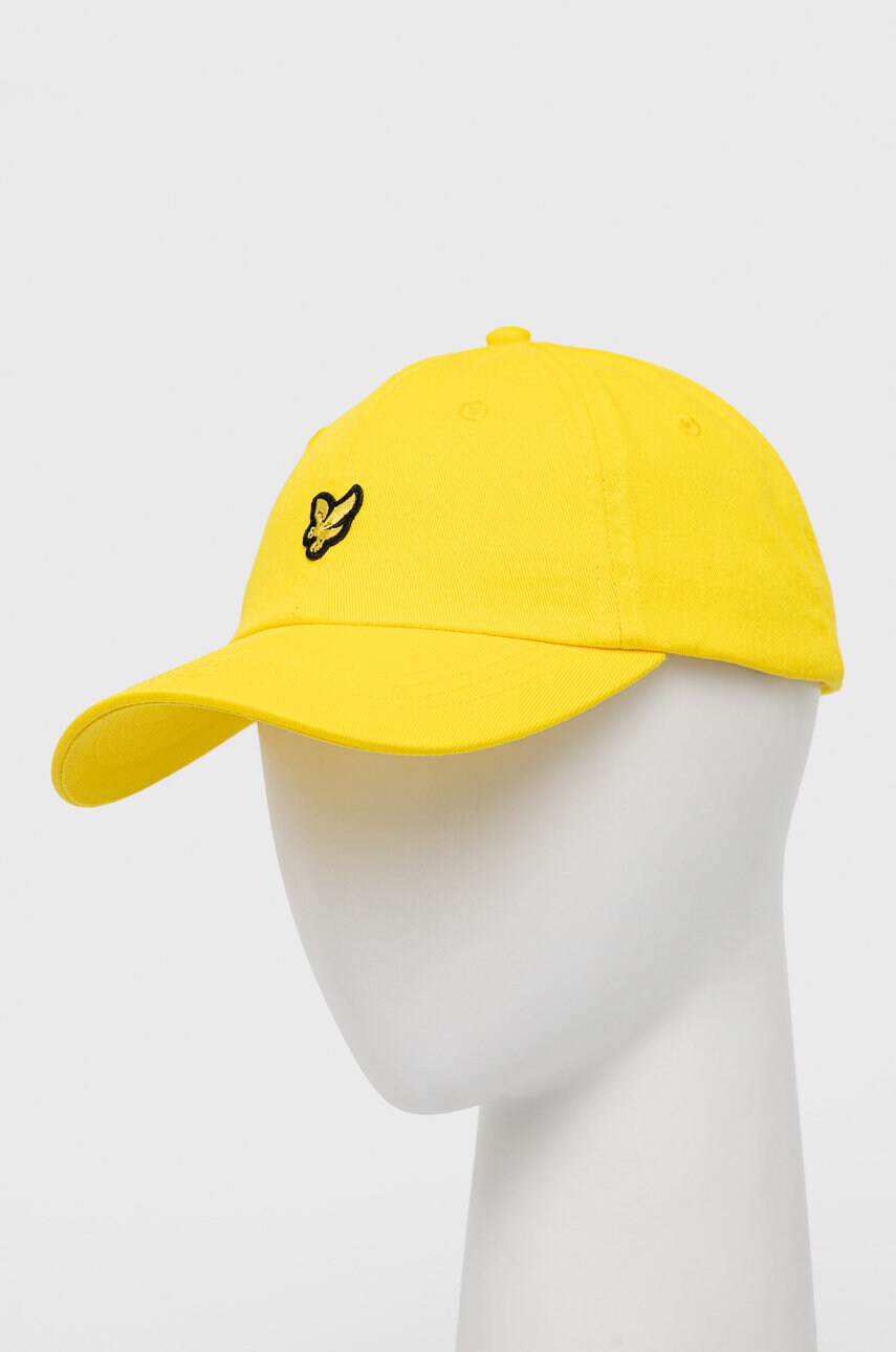 Lyle & scott caciula din bumbac culoarea galben, neted