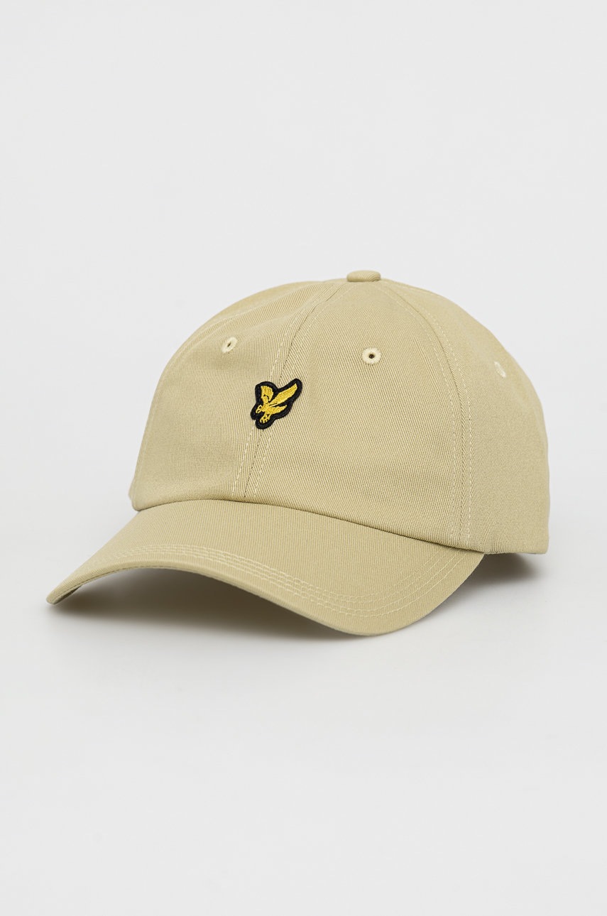 

Памучна шапка Lyle & Scott в бежово с изчистен дизайн, Бежов