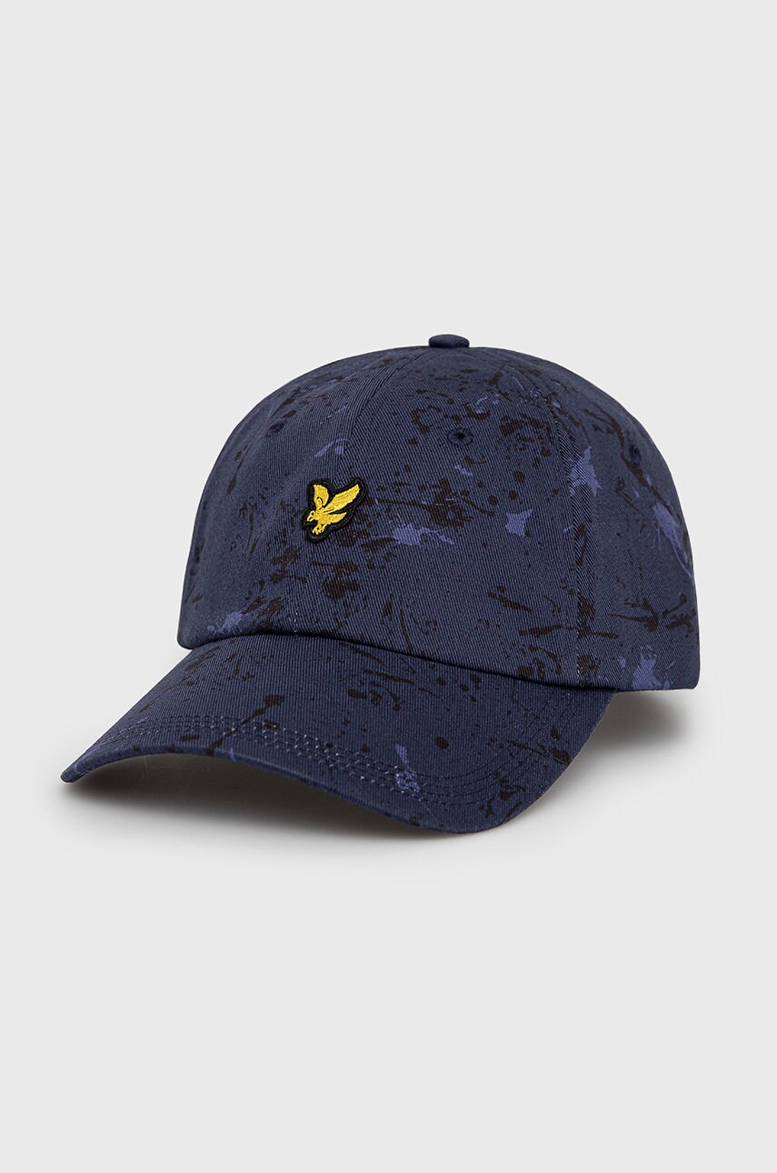 Lyle & scott caciula din bumbac culoarea albastru marin, cu imprimeu