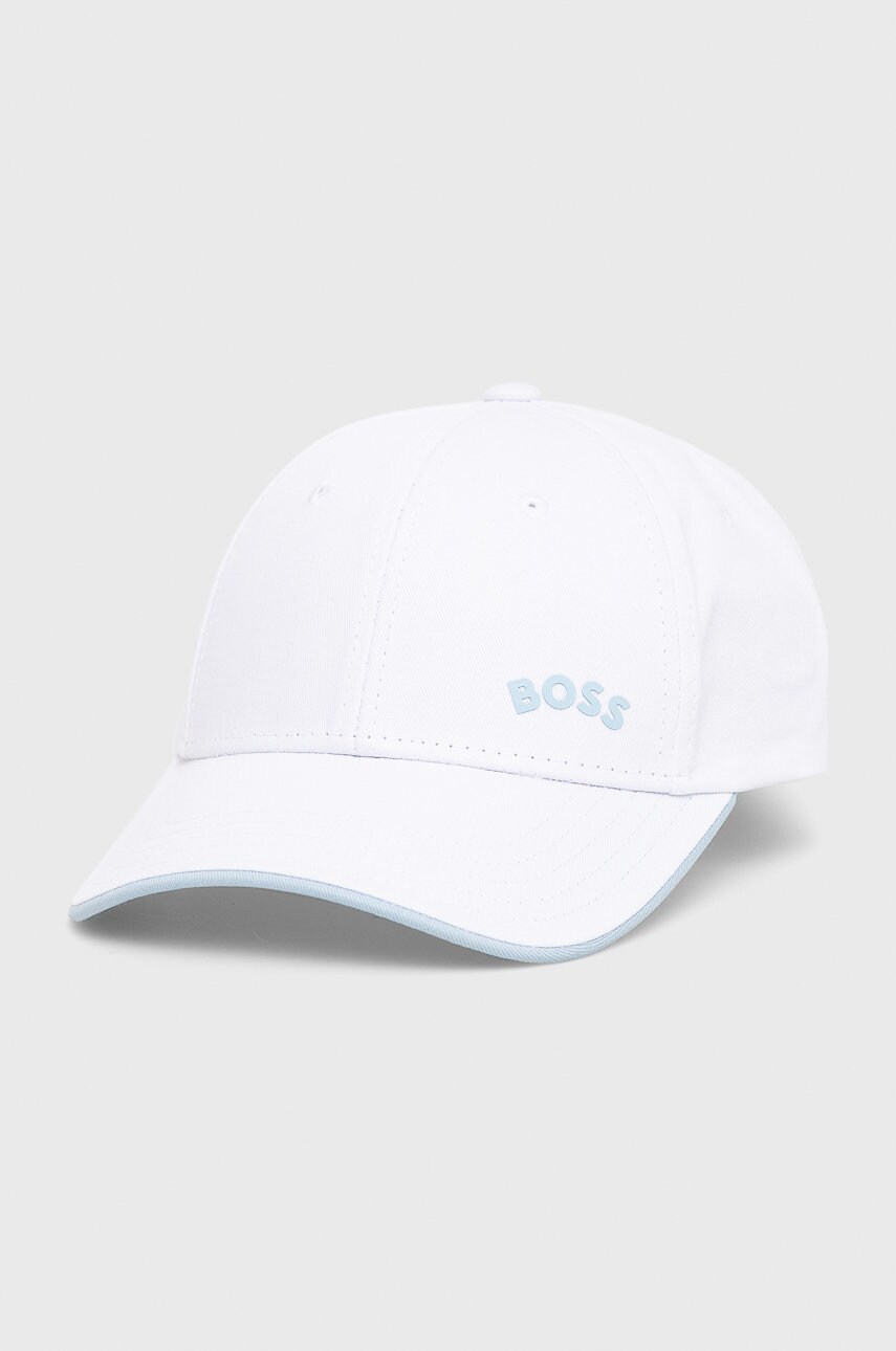 Boss sapca din bumbac boss athleisure culoarea alb, neted