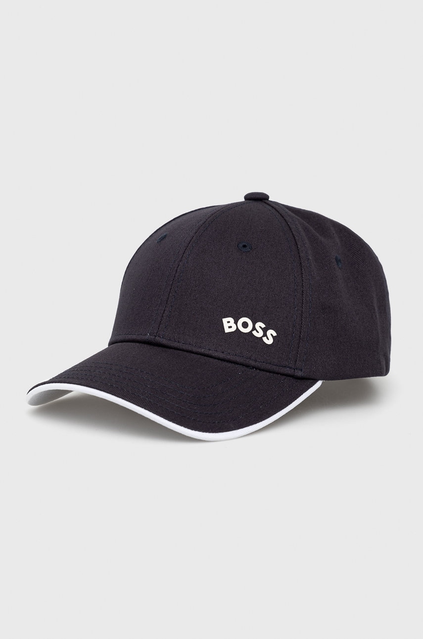 BOSS șapcă din bumbac Boss Athleisure , culoarea albastru marin, neted