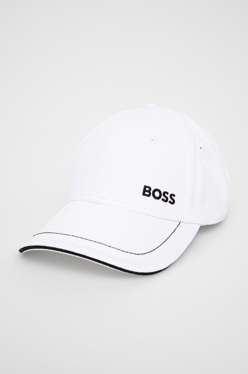 BOSS czapka bawełniana BOSS ATHLEISURE kolor biały z aplikacją
