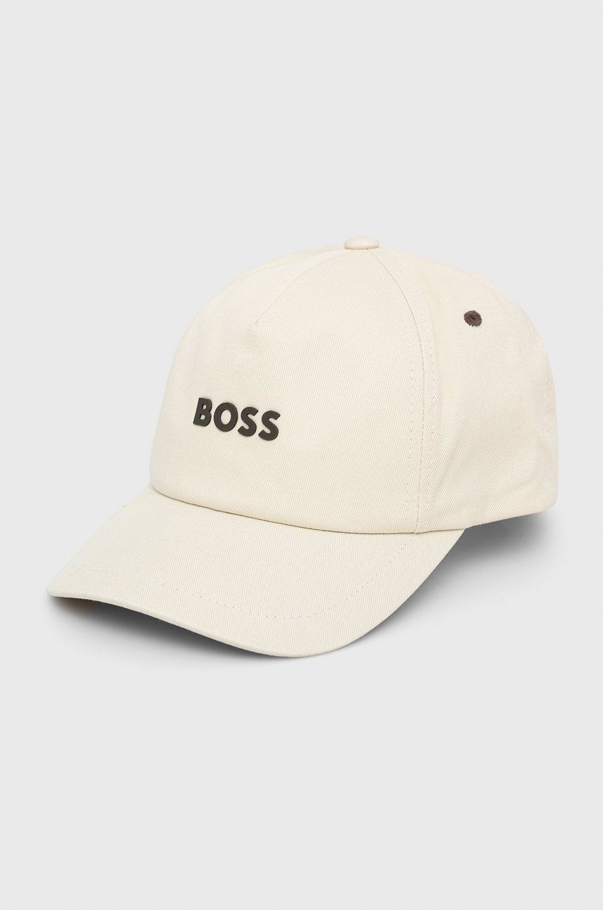 BOSS șapcă din bumbac Boss Casual culoarea bej, cu imprimeu
