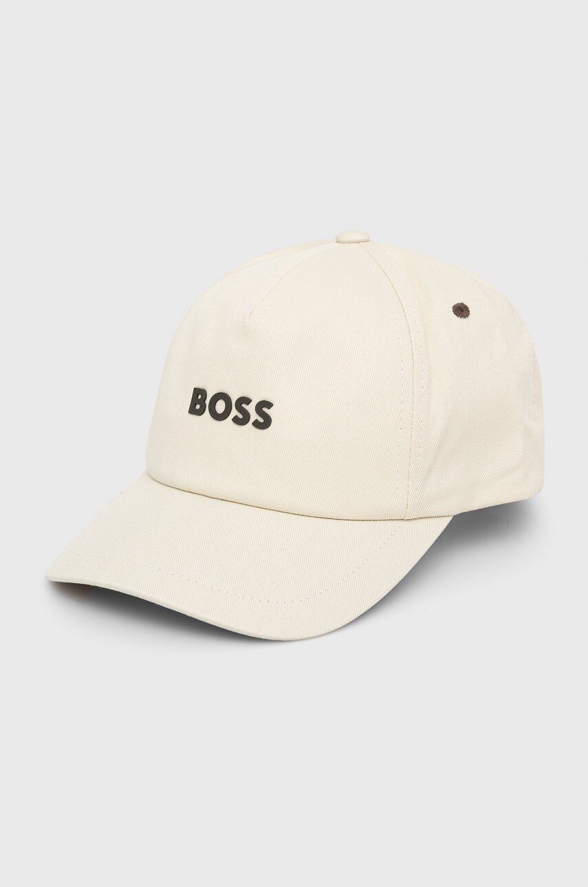 

Хлопковая кепка BOSS Boss Casual цвет бежевый с аппликацией