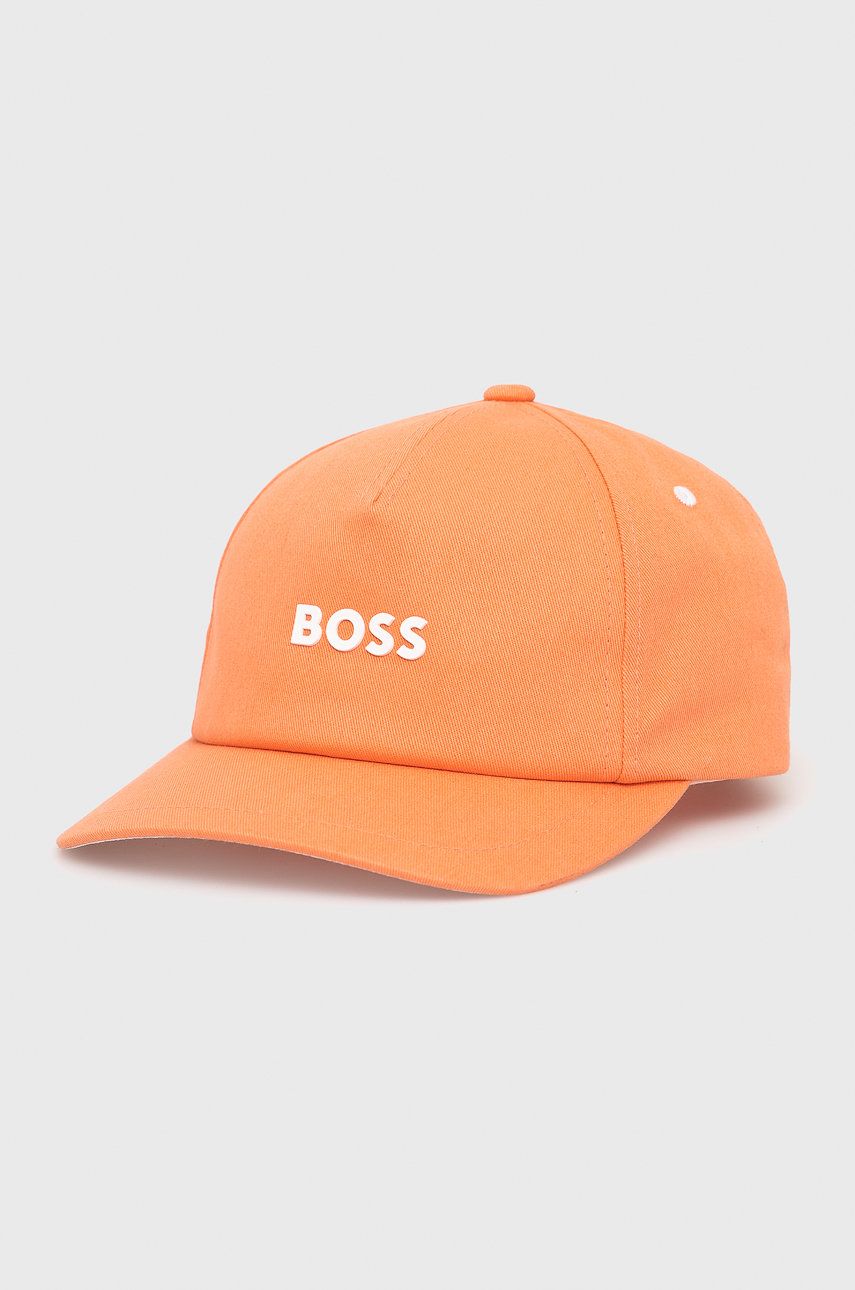 Bavlněná čepice BOSS Boss Casual červená barva, s aplikací