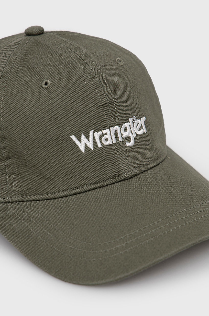 

Бавовняна кепка Wrangler колір зелений з аплікацією
