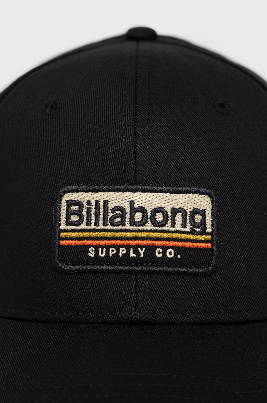 

Бавовняна кепка Billabong колір чорний з аплікацією