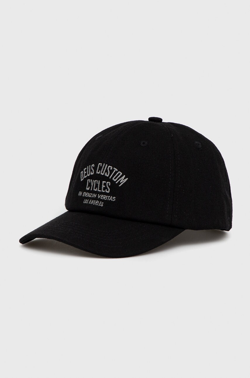 Deus ex machina caciula din bumbac culoarea negru, neted