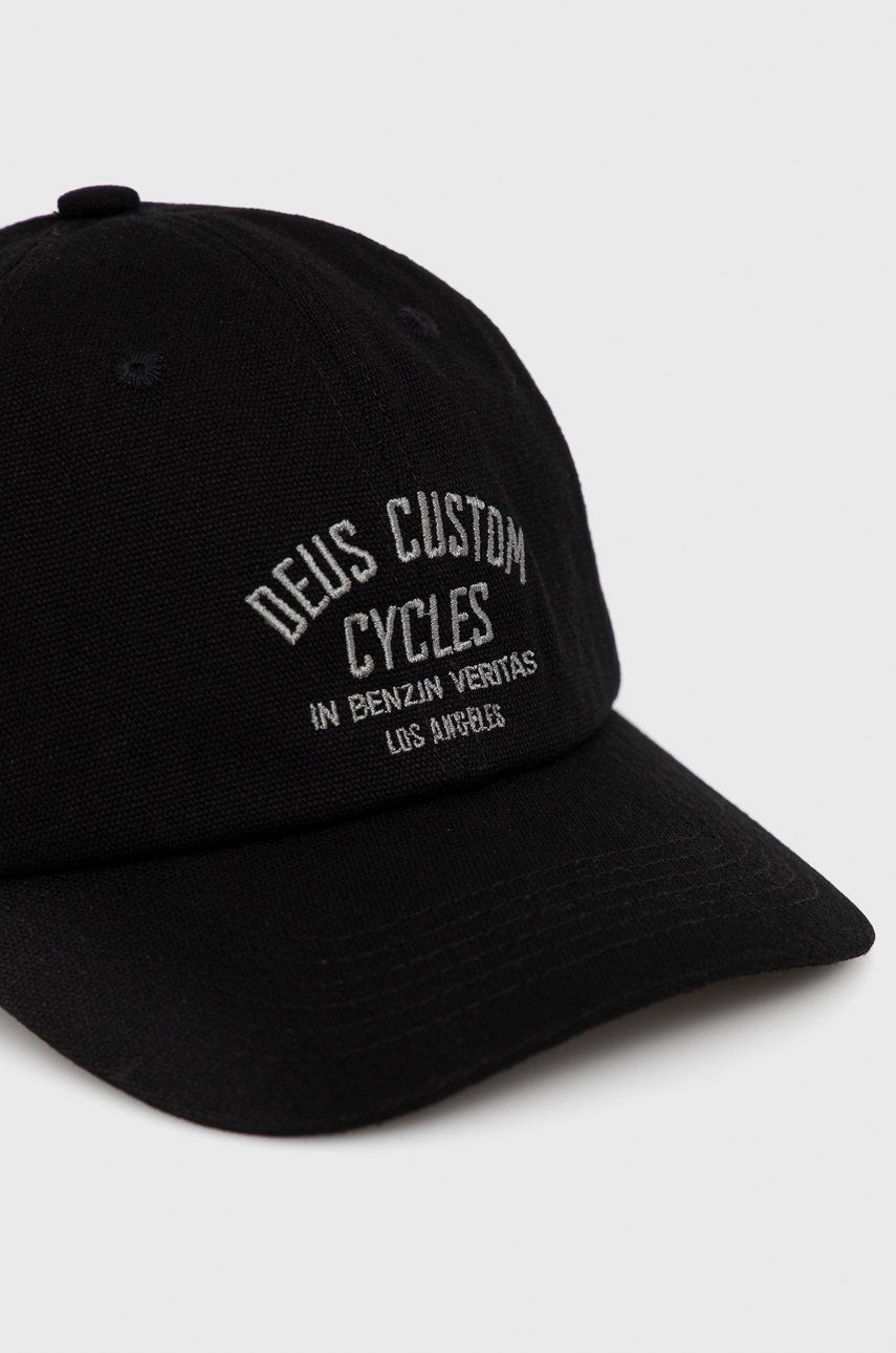 Deus Ex Machina czapka bawełniana kolor czarny gładka