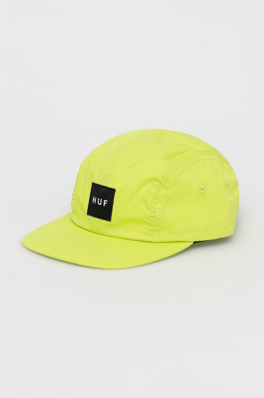Huf caciula din bumbac culoarea verde, neted