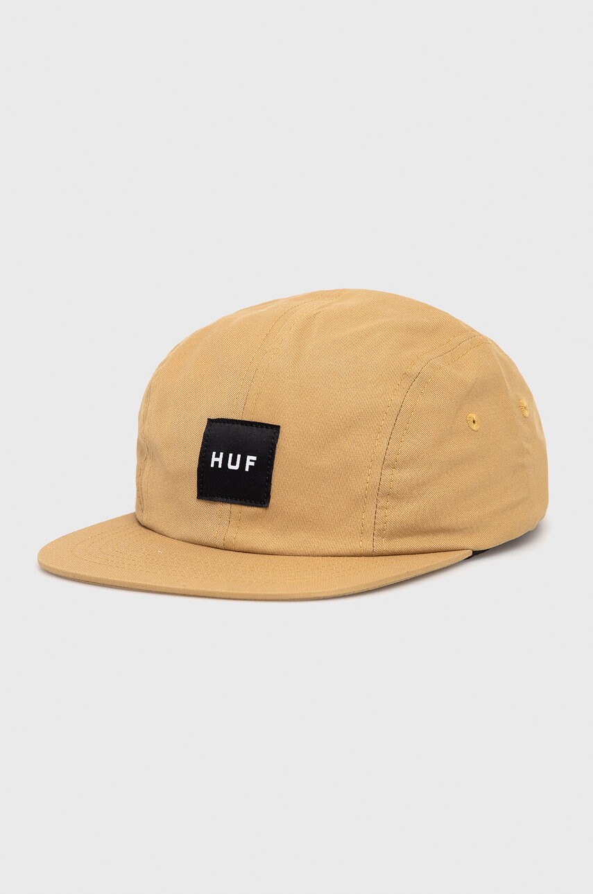 Huf caciula din bumbac culoarea maro, neted