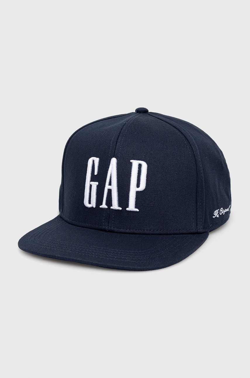 

Памучна шапка GAP в тъмносиньо с апликация, Тъмносин