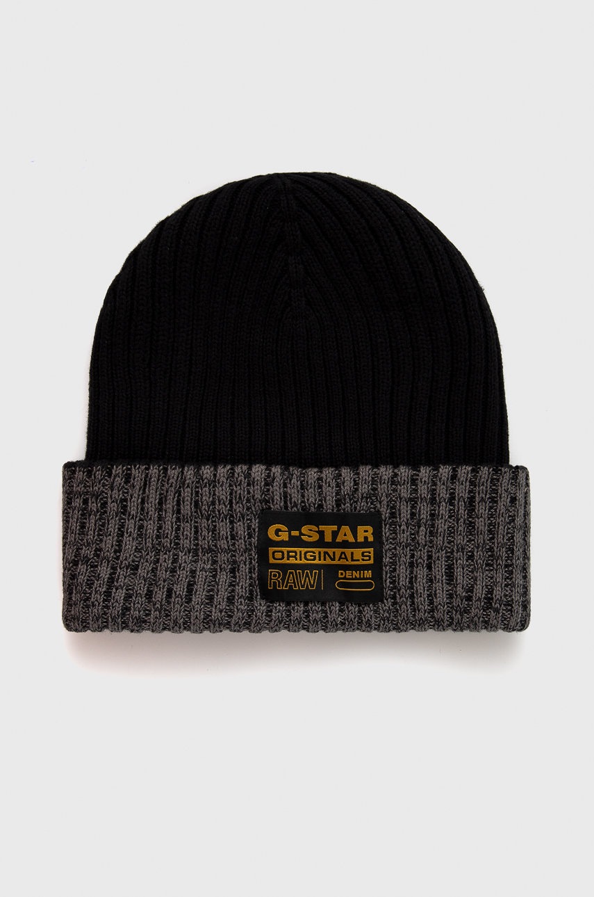

Памучна шапка с две лица G-Star Raw в черно от плътен трикотаж от памук, Черен