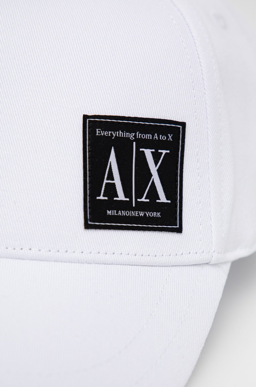 

Бавовняна кепка Armani Exchange колір білий з аплікацією