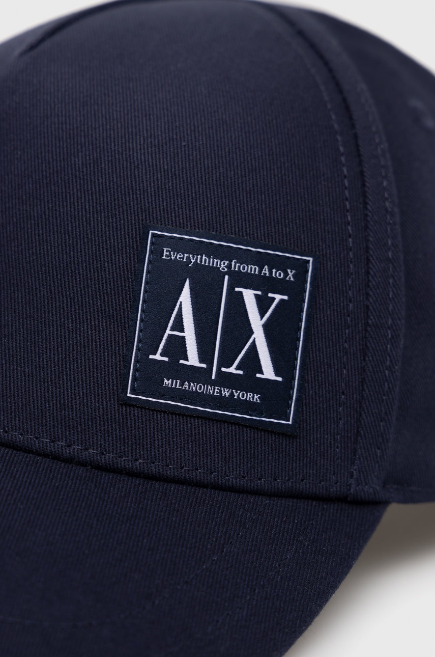

Хлопковая кепка Armani Exchange цвет синий с аппликацией