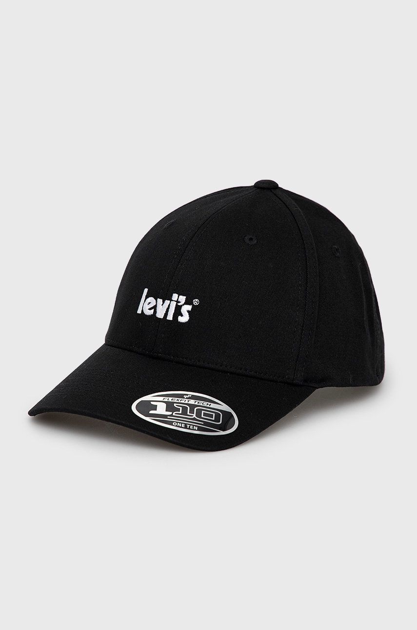 Čepice Levi′s černá barva, s aplikací, D6625.0004-59 - černá -  98% Bavlna