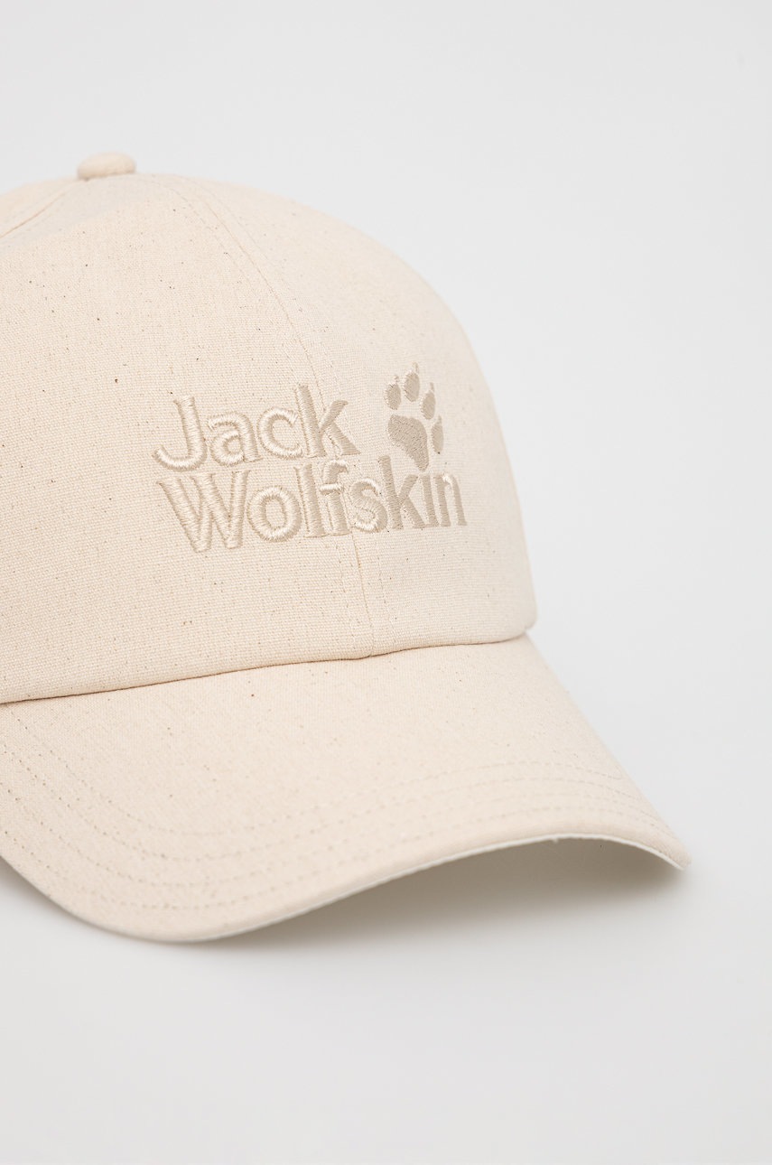 

Бавовняна кепка Jack Wolfskin колір бежевий з аплікацією