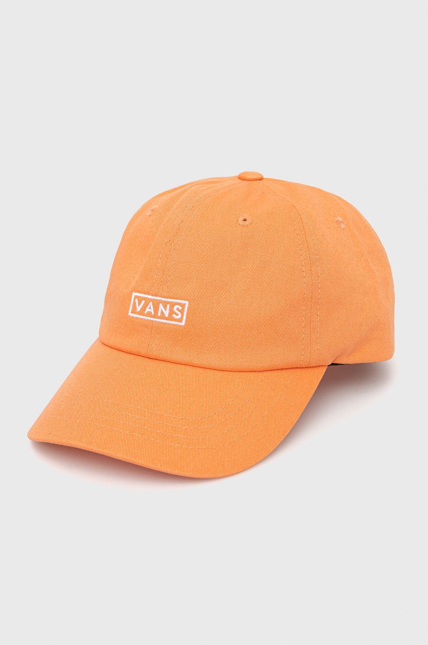 Bavlněná čepice Vans oranžová barva, s aplikací, VN0A36IUYST1-MELON - oranžová -  100% Bavlna