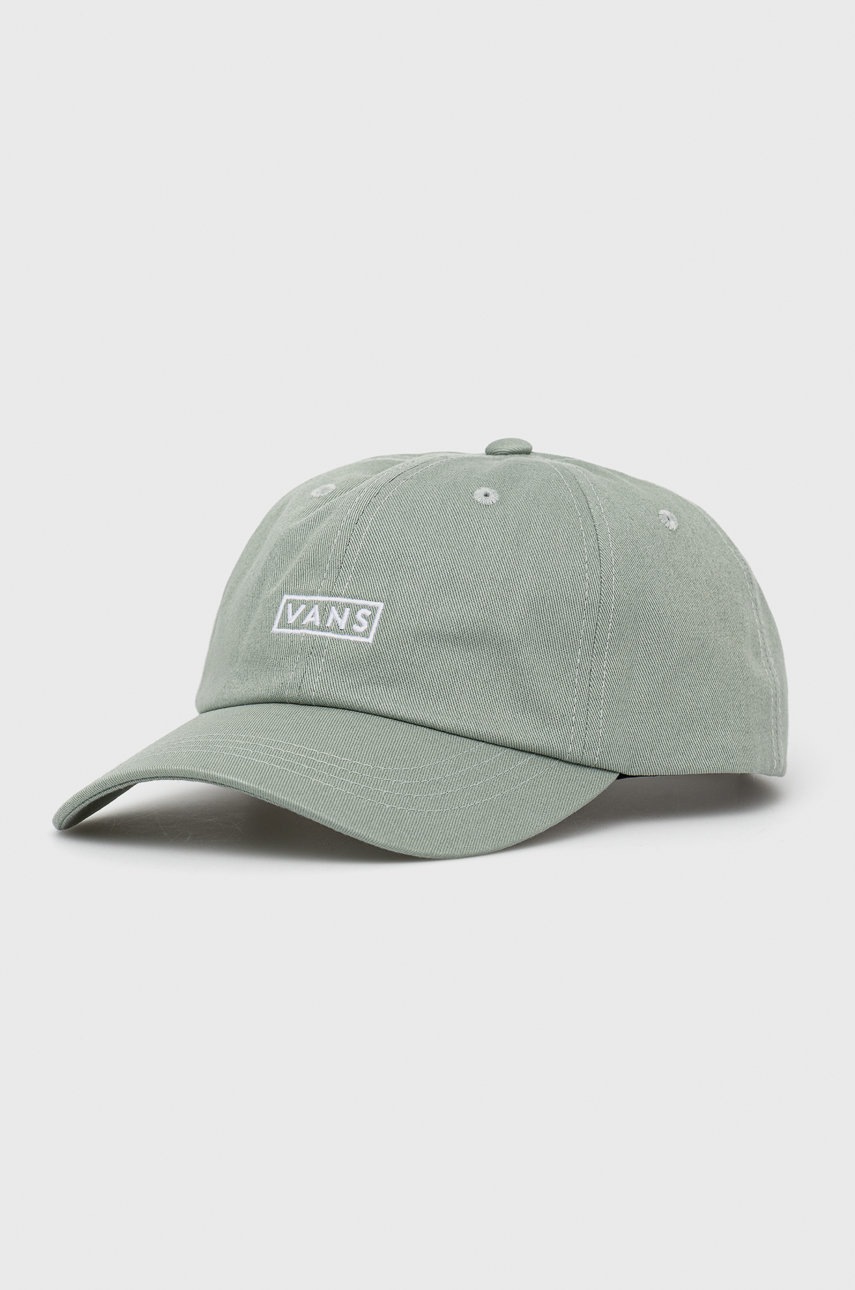 

Памучна шапка Vans в зелено с апликация, Зелен