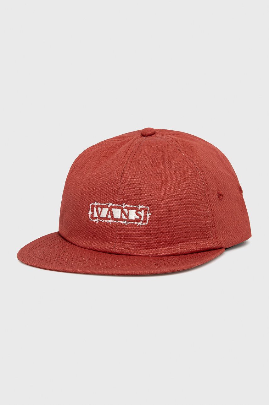 Vans czapka bawełniana kolor czerwony z aplikacją