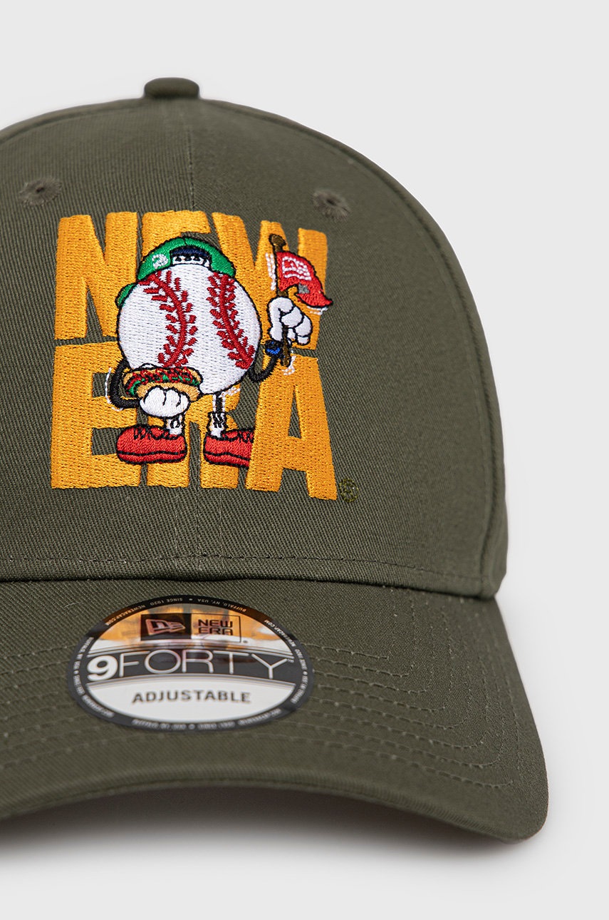 

Хлопковая кепка New Era цвет зелёный с аппликацией